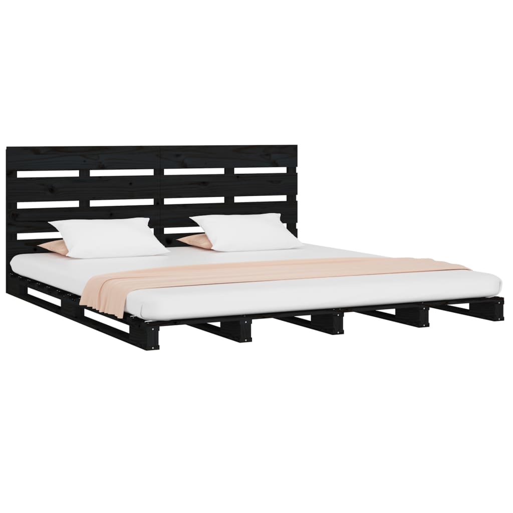 Sängynrunko musta 135x190 cm täysi mänty 4FT6 Double - Sisustajankoti.fi