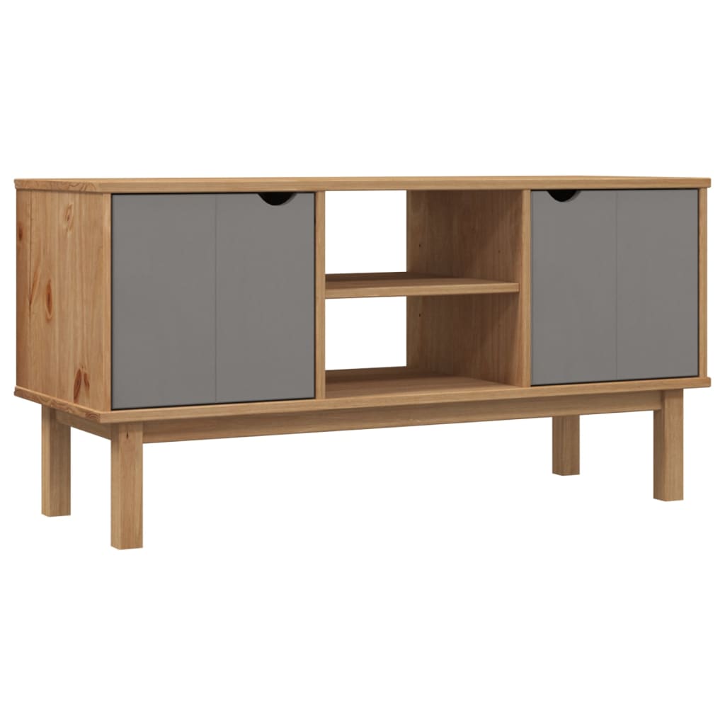 TV-taso OTTA ruskea ja harmaa 113,5x43x57 cm täysi mänty - Sisustajankoti.fi