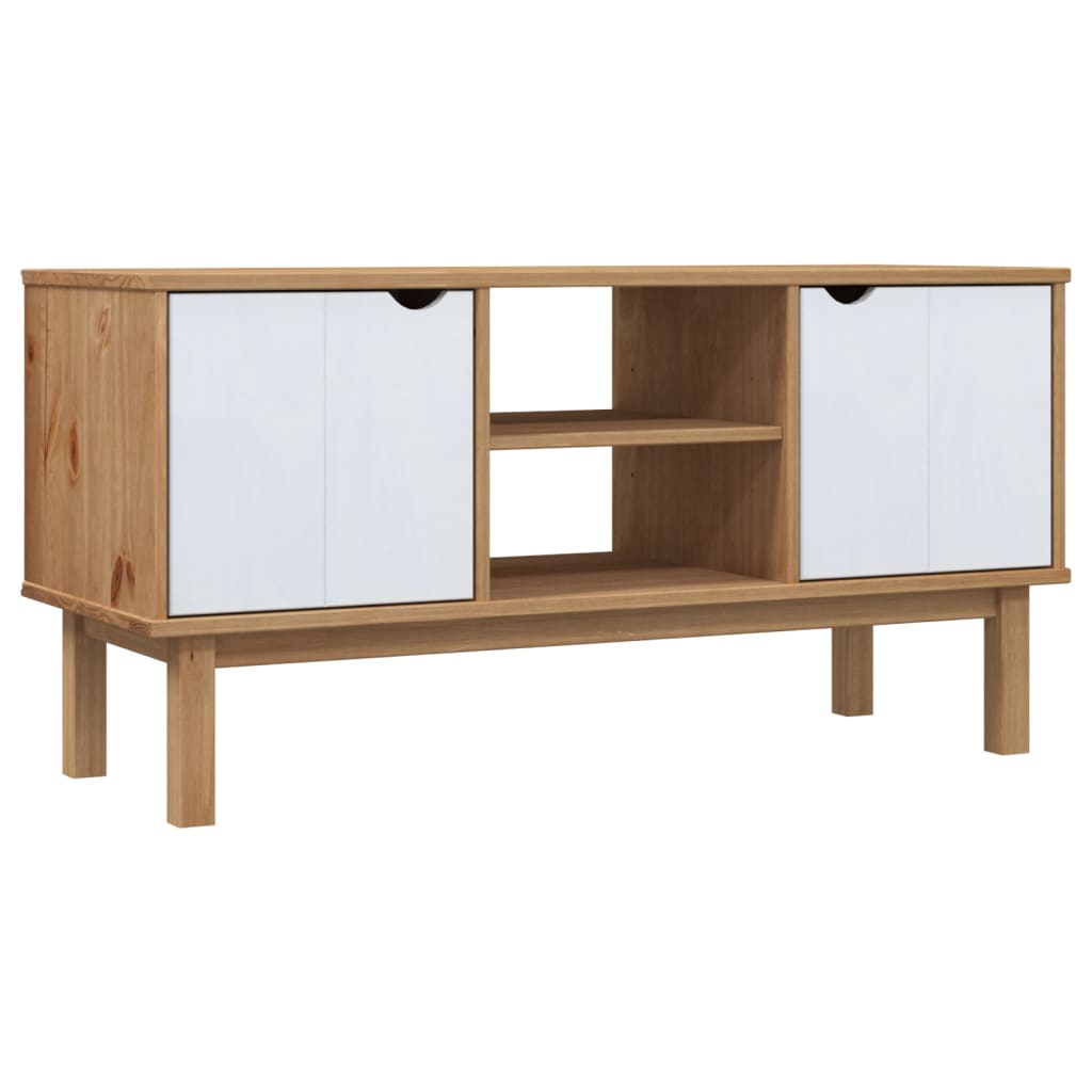 TV-taso OTTA ruskea harmaa/valk. 113,5x43x57 cm täysi mänty - Sisustajankoti.fi