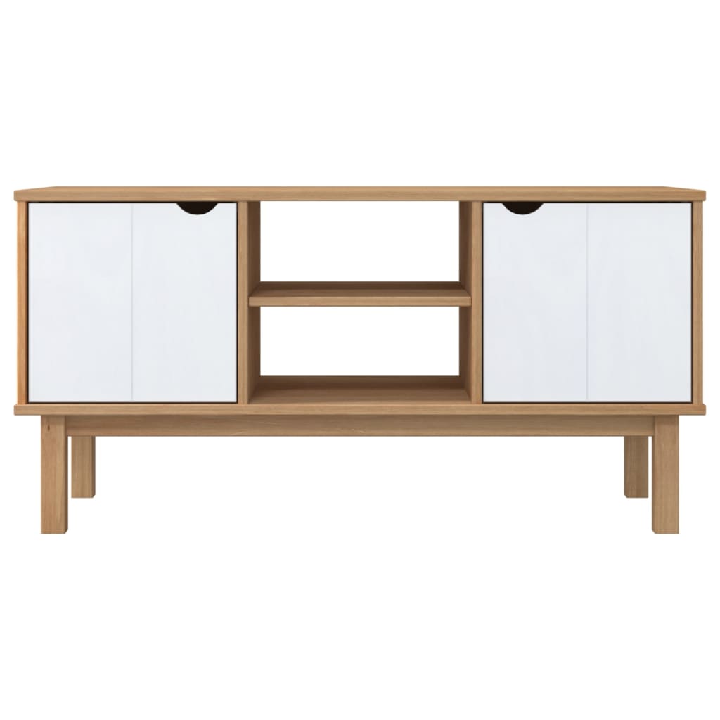 TV-taso OTTA ruskea harmaa/valk. 113,5x43x57 cm täysi mänty - Sisustajankoti.fi