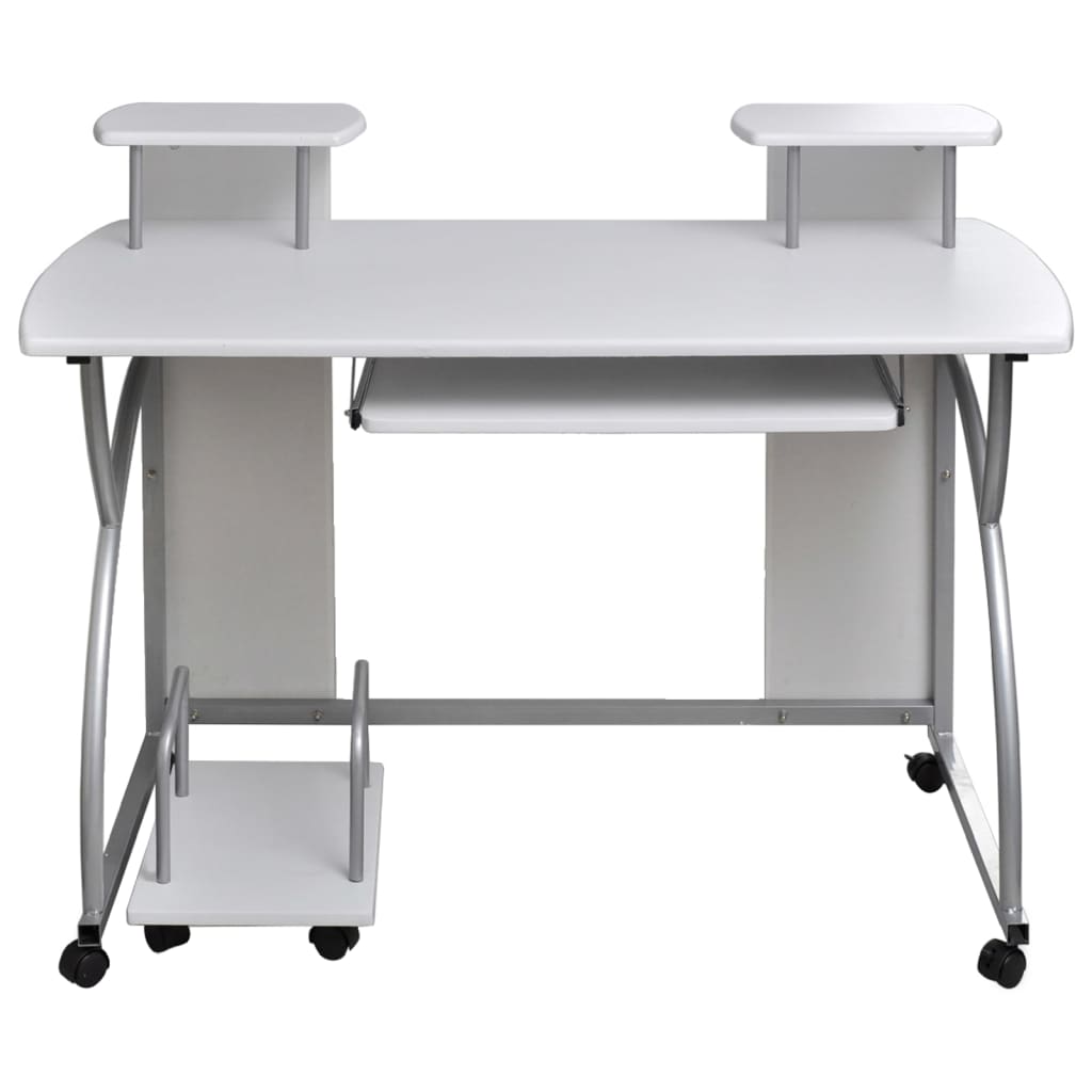 Tietokonepöytä valkoinen 110x52x88,5 cm tekninen puu - Sisustajankoti.fi