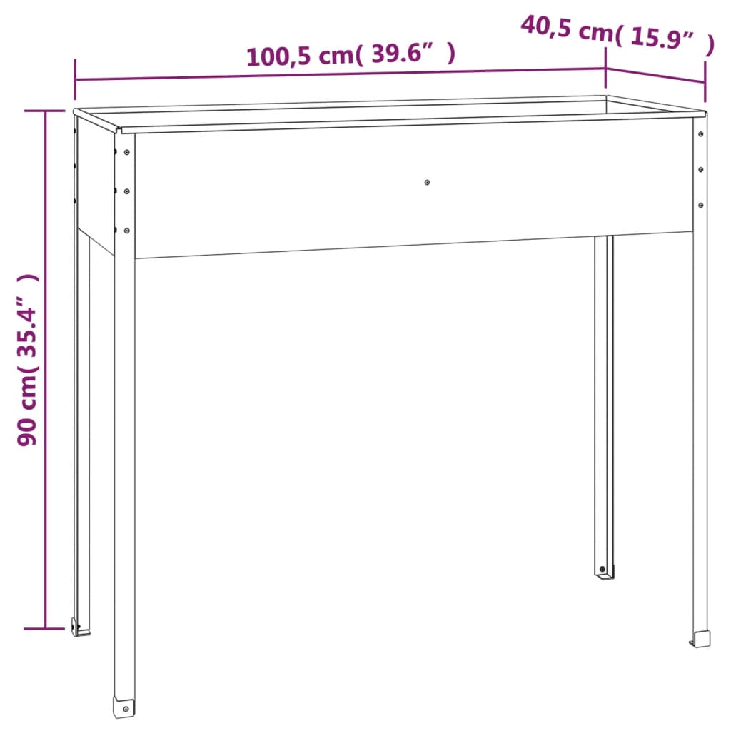 Kukkalaatikko antrasiitti 100,5x40,5x90 cm galvanoitu teräs - Sisustajankoti.fi