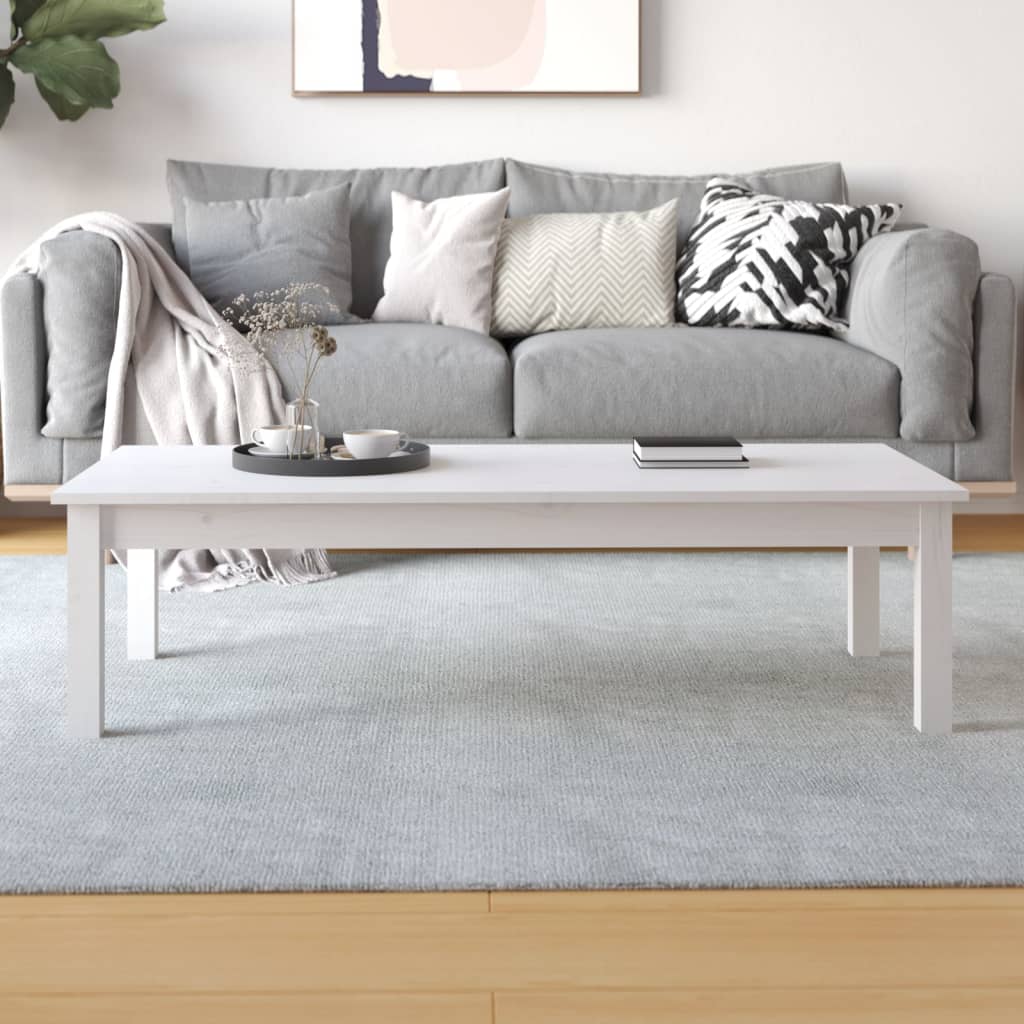 Sohvapöytä valkoinen 110x50x30 cm täysi mänty - Sisustajankoti.fi