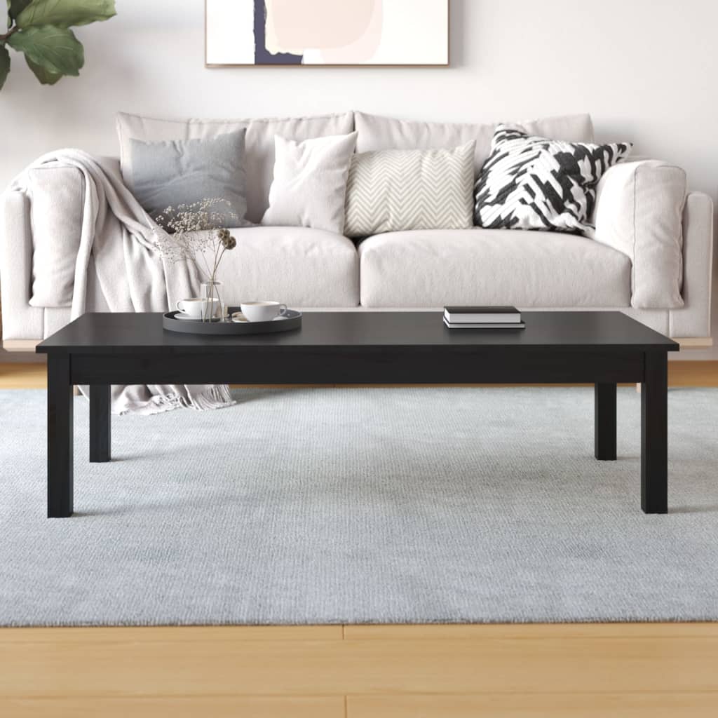 Sohvapöytä musta 110x50x30 cm täysi mänty - Sisustajankoti.fi