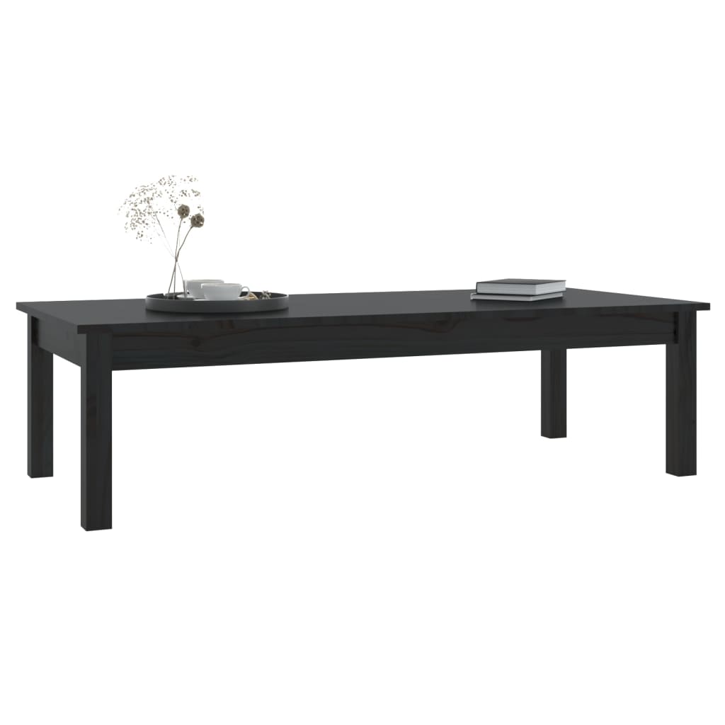 Sohvapöytä musta 110x50x30 cm täysi mänty - Sisustajankoti.fi