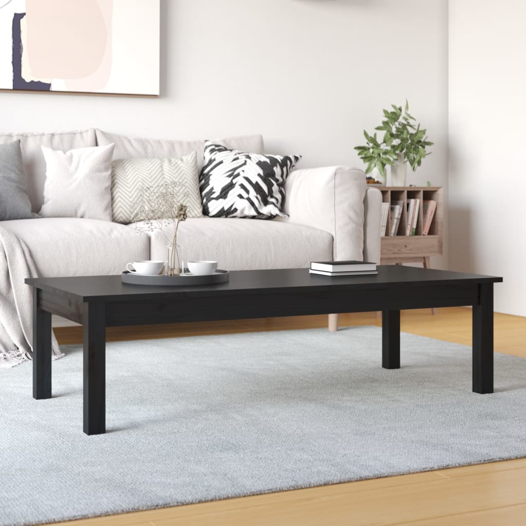 Sohvapöytä musta 110x50x30 cm täysi mänty - Sisustajankoti.fi