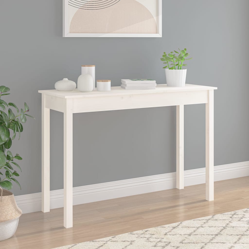 Konsolipöytä valkoinen 110x40x75 cm täysi mänty - Sisustajankoti.fi