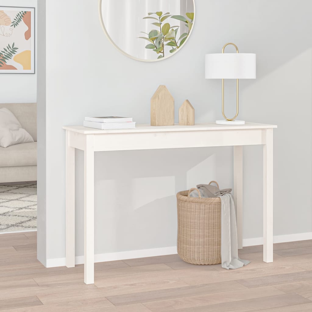 Konsolipöytä valkoinen 110x40x75 cm täysi mänty - Sisustajankoti.fi