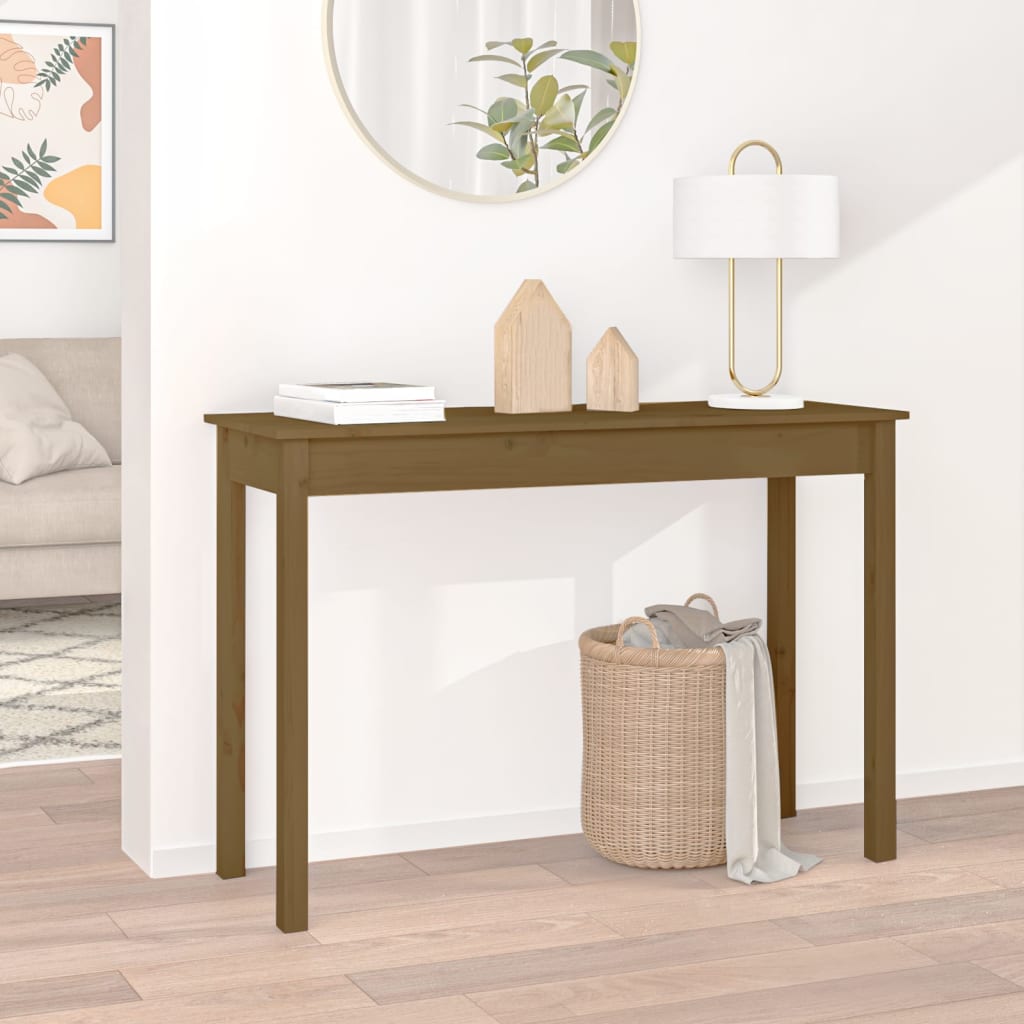 Konsolipöytä hunajanruskea 110x40x75 cm täysi mänty - Sisustajankoti.fi