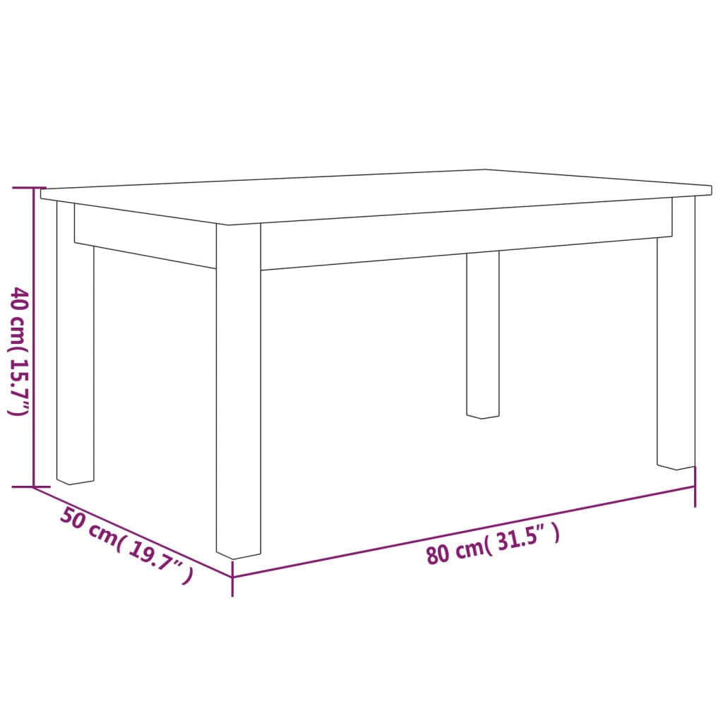 Sohvapöytä musta 80x50x40 cm täysi mänty - Sisustajankoti.fi