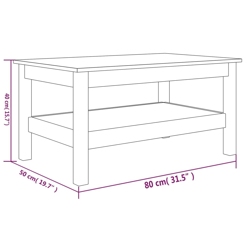 Sohvapöytä harmaa 80x50x40 cm täysi mänty - Sisustajankoti.fi