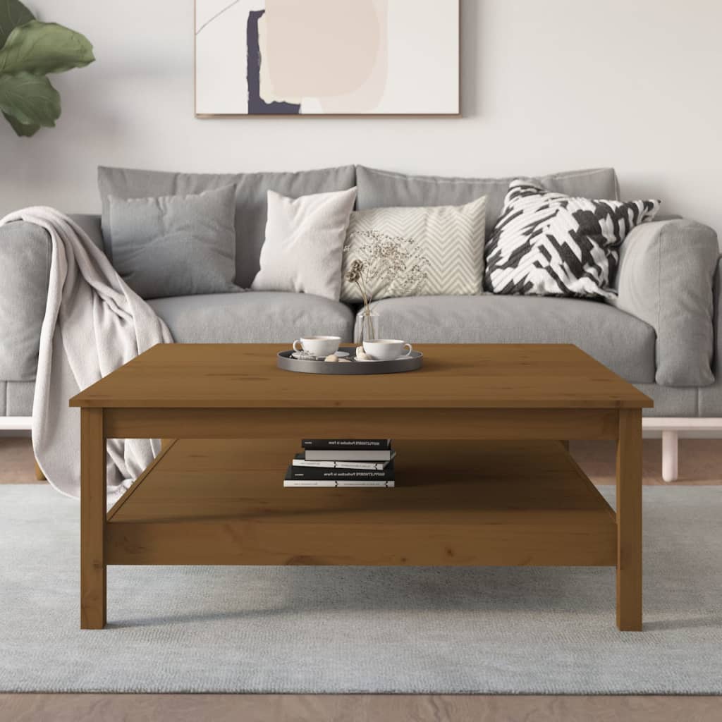 Sohvapöytä hunajanruskea 100x100x40 cm täysi mänty - Sisustajankoti.fi