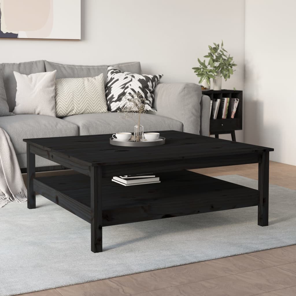 Sohvapöytä musta 100x100x40 cm täysi mänty - Sisustajankoti.fi