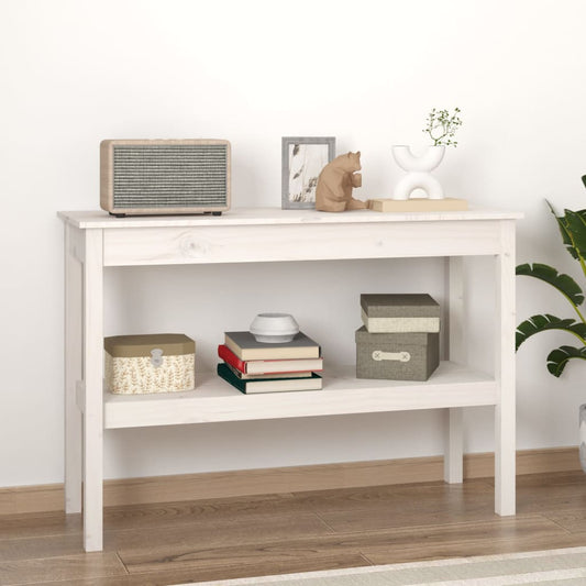 Konsolipöytä valkoinen 110x40x75 cm täysi mänty - Sisustajankoti.fi