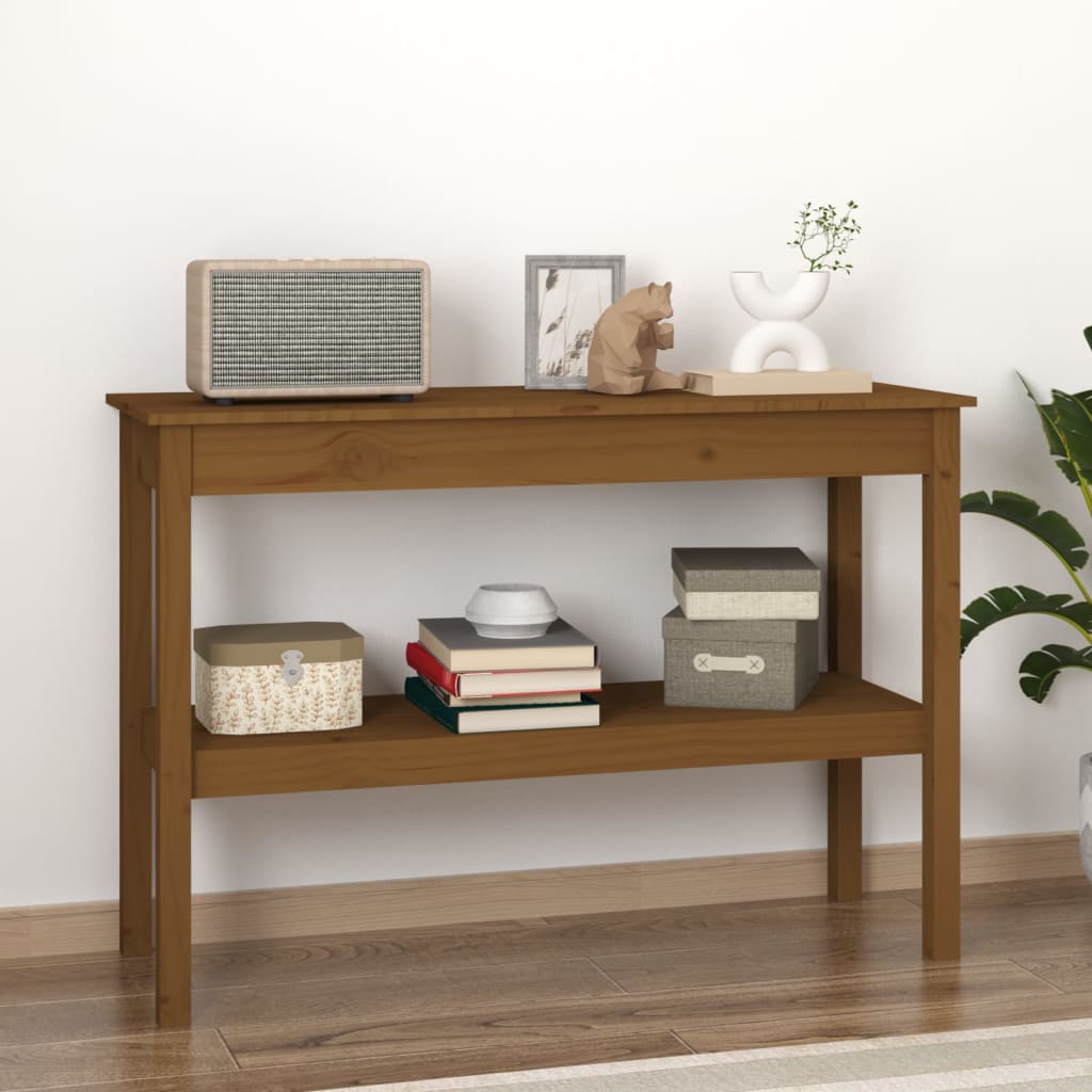 Konsolipöytä hunajanruskea 110x40x75 cm täysi mänty - Sisustajankoti.fi