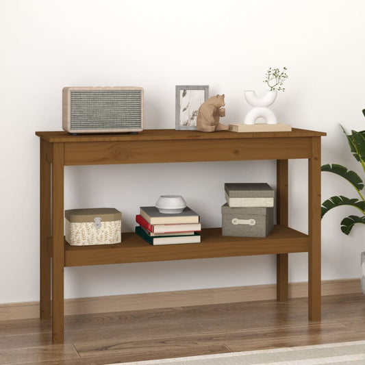 Konsolipöytä hunajanruskea 110x40x75 cm täysi mänty - Sisustajankoti.fi