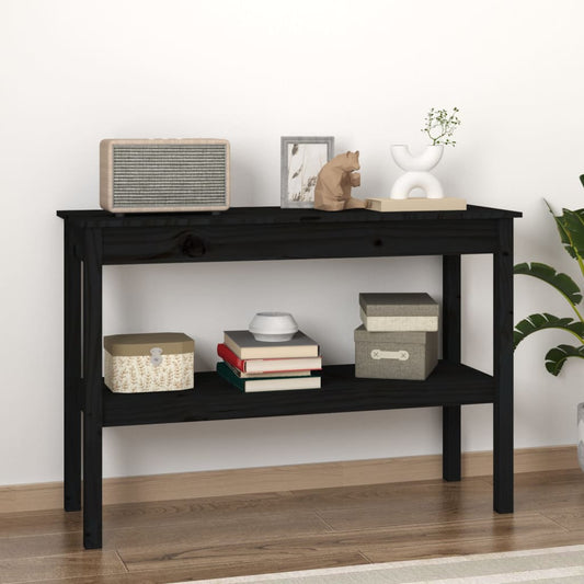 Konsolipöytä musta 110x40x75 cm täysi mänty - Sisustajankoti.fi