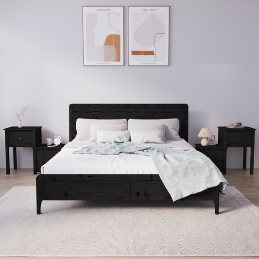 Yöpöydät 2 kpl musta 79,5x38x65,5 cm täysi mänty - Sisustajankoti.fi