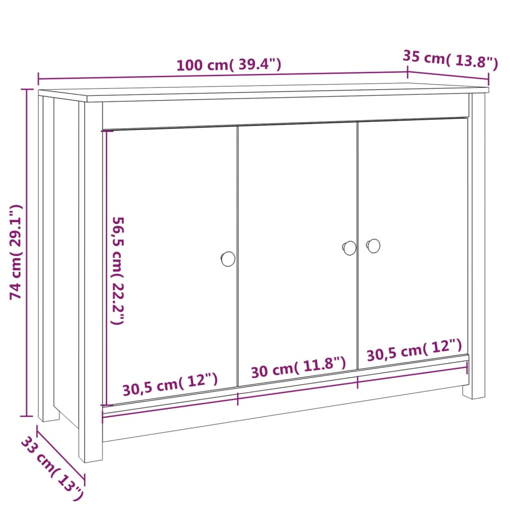 Senkki 100x35x74 cm täysi mänty - Sisustajankoti.fi