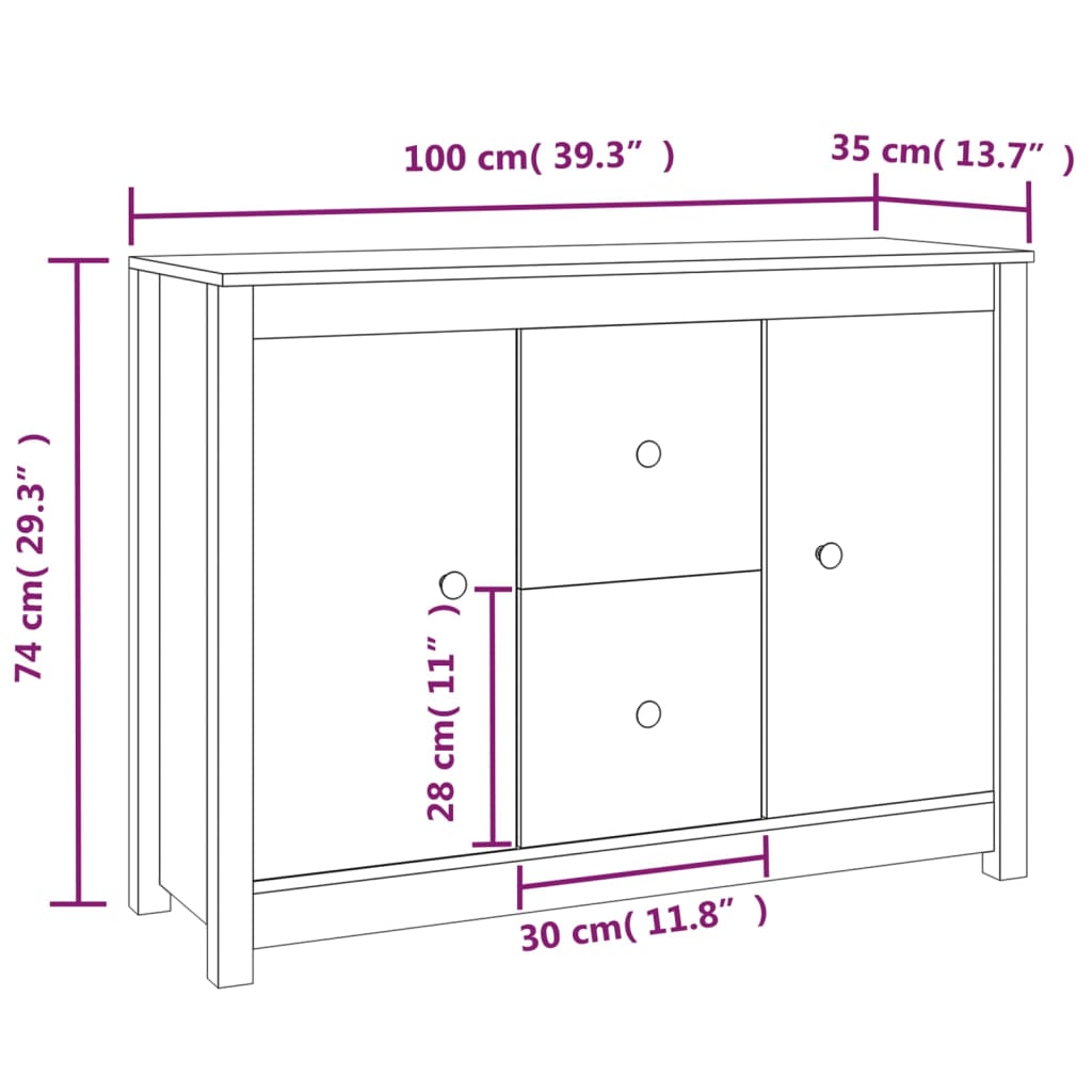 Senkki 100x35x74 cm täysi mänty - Sisustajankoti.fi