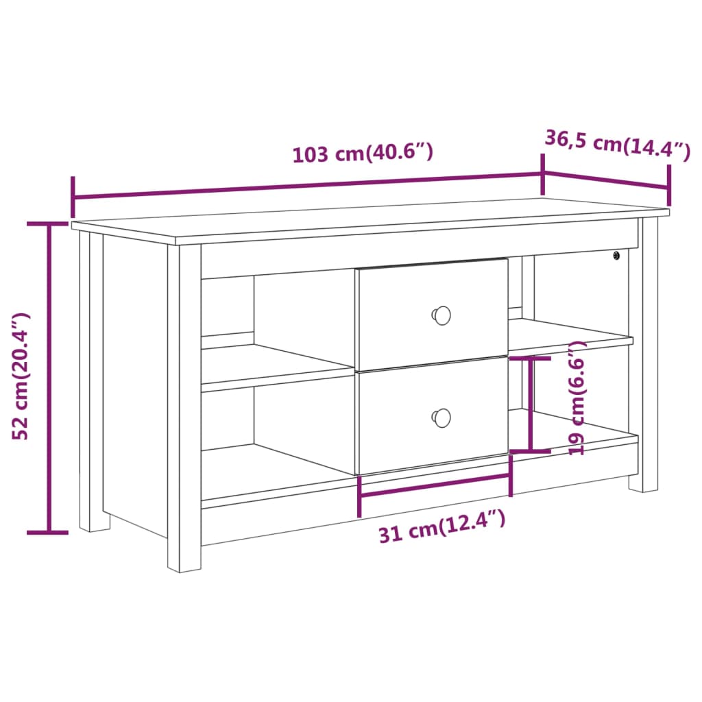 TV-taso 103x36,5x52 cm täysi mänty - Sisustajankoti.fi