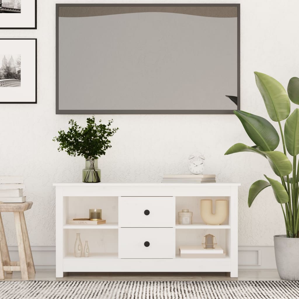 TV-taso valkoinen 103x36,5x52 cm täysi mänty - Sisustajankoti.fi