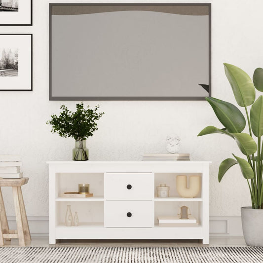 TV-taso valkoinen 103x36,5x52 cm täysi mänty - Sisustajankoti.fi
