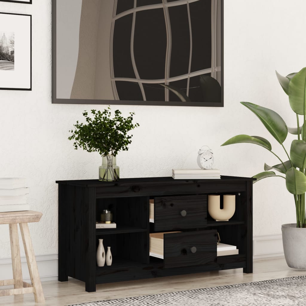 TV-taso musta 103x36,5x52 cm täysi mänty - Sisustajankoti.fi