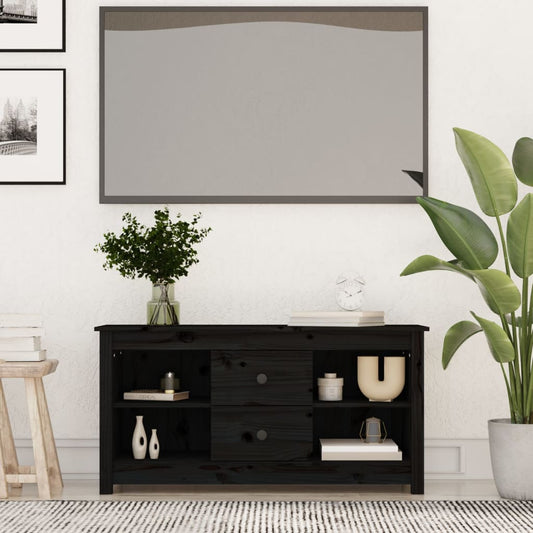 TV-taso musta 103x36,5x52 cm täysi mänty - Sisustajankoti.fi