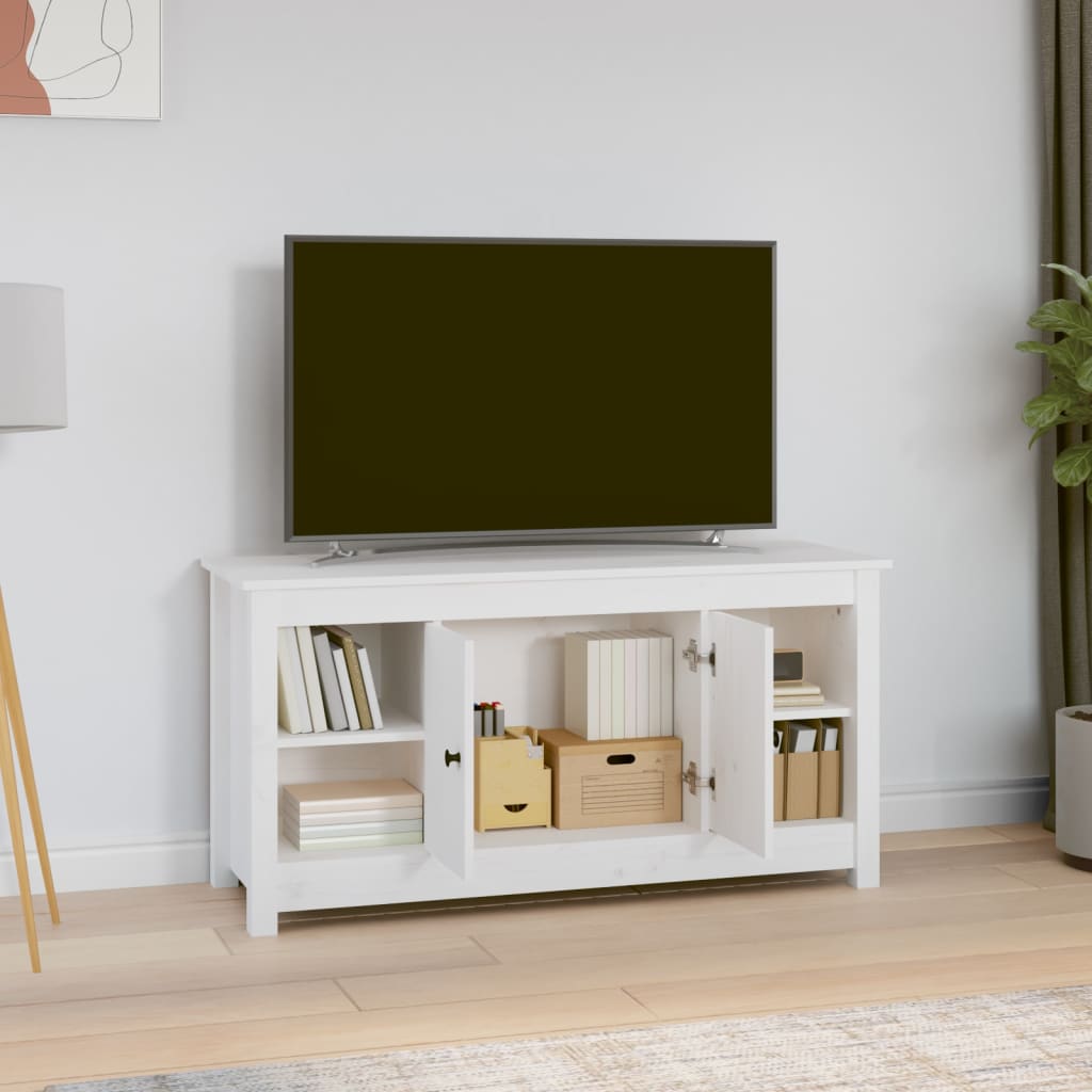 TV-taso valkoinen 103x36,5x52 cm täysi mänty - Sisustajankoti.fi