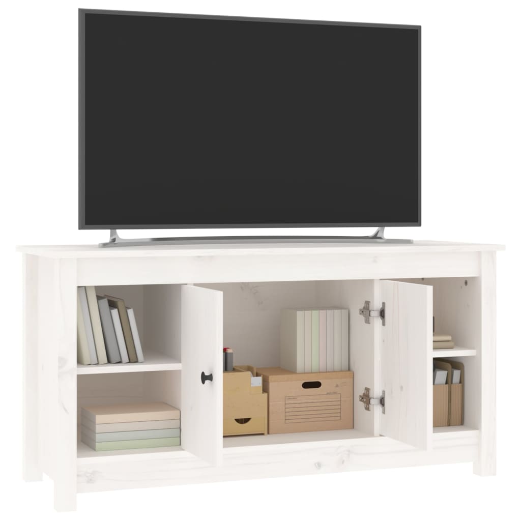 TV-taso valkoinen 103x36,5x52 cm täysi mänty - Sisustajankoti.fi