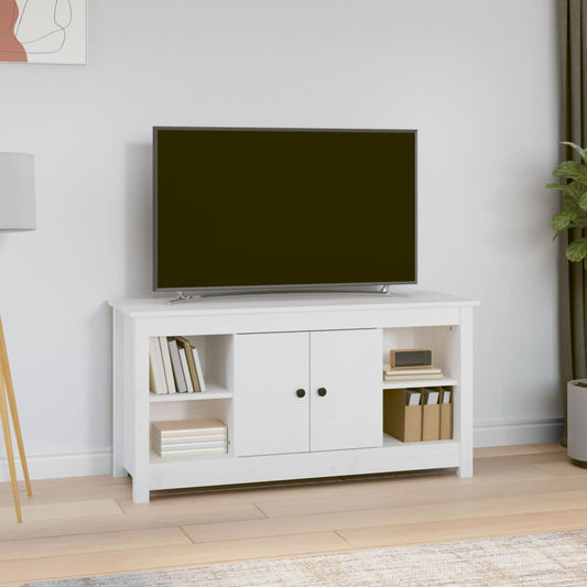 TV-taso valkoinen 103x36,5x52 cm täysi mänty - Sisustajankoti.fi