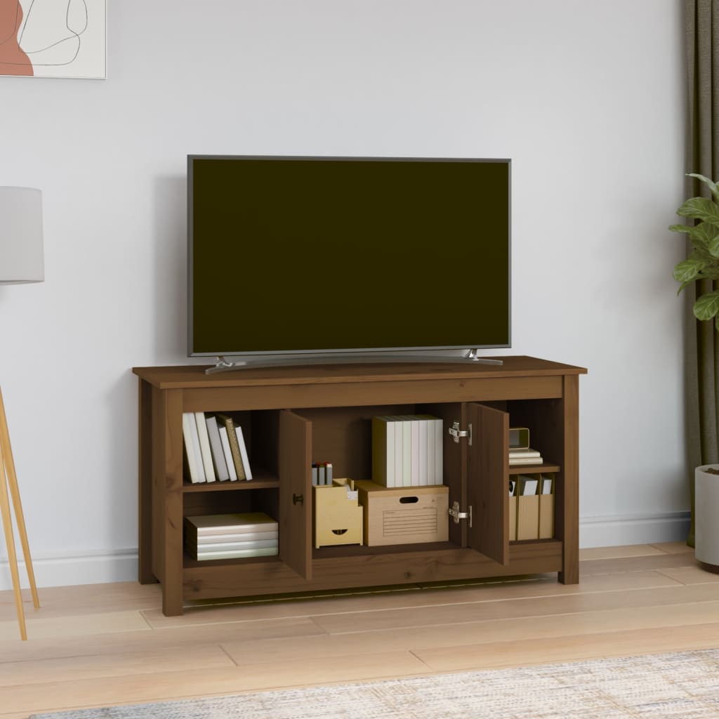TV-taso hunajanruskea 103x36,5x52 cm täysi mänty - Sisustajankoti.fi