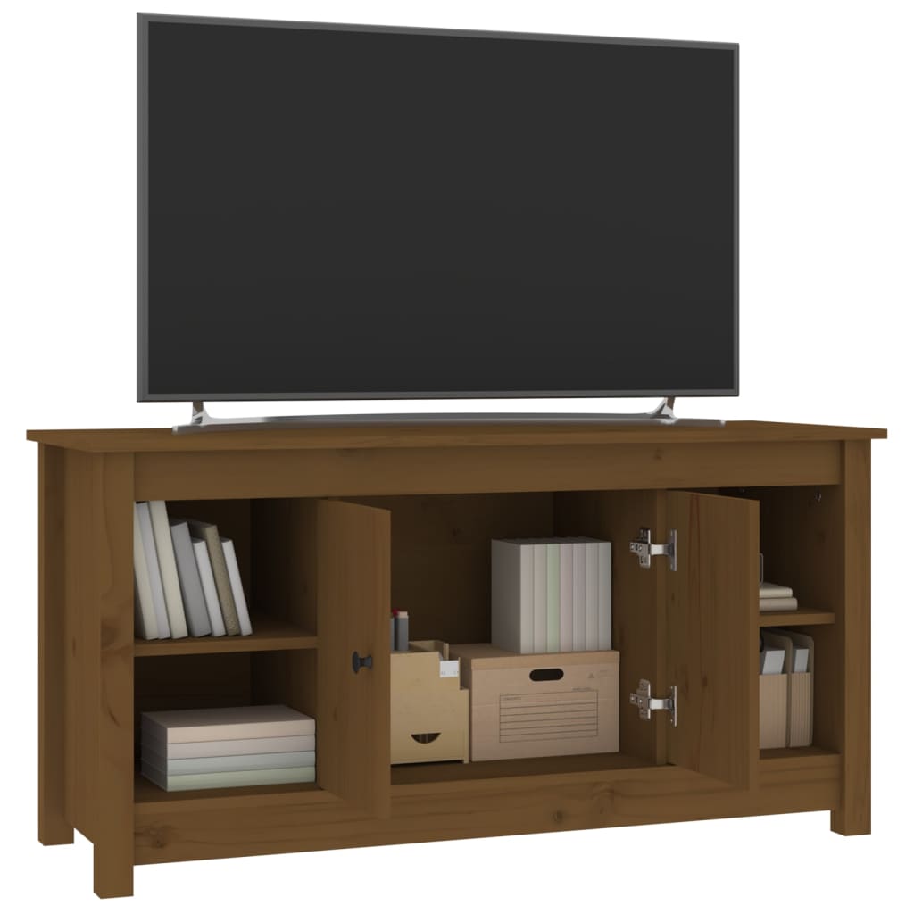 TV-taso hunajanruskea 103x36,5x52 cm täysi mänty - Sisustajankoti.fi