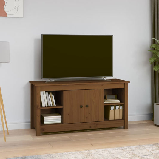 TV-taso hunajanruskea 103x36,5x52 cm täysi mänty - Sisustajankoti.fi