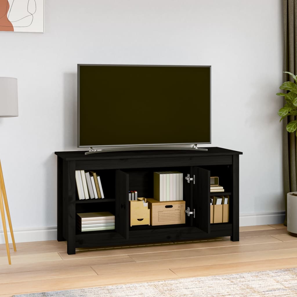 TV-taso musta 103x36,5x52 cm täysi mänty - Sisustajankoti.fi