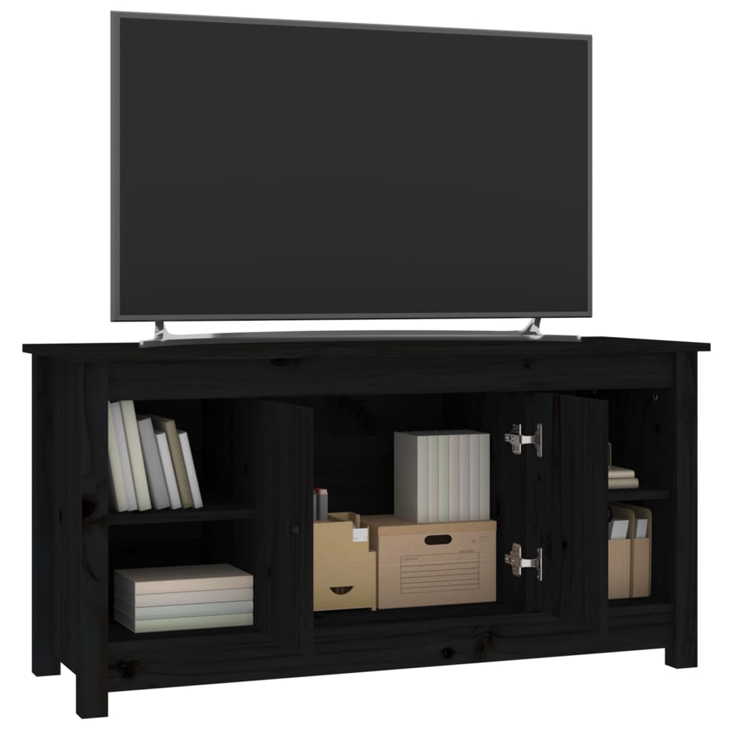 TV-taso musta 103x36,5x52 cm täysi mänty - Sisustajankoti.fi