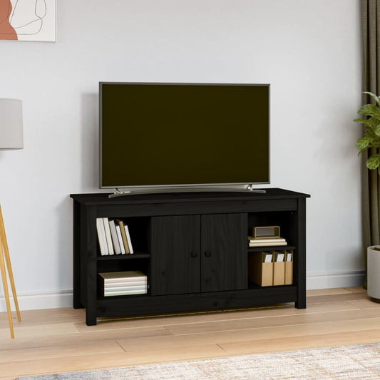 TV-taso musta 103x36,5x52 cm täysi mänty - Sisustajankoti.fi