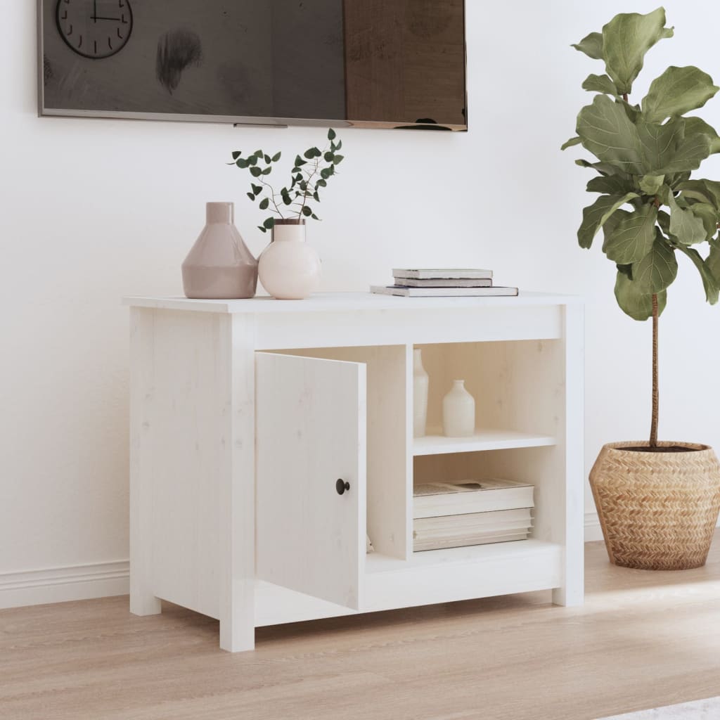 TV-kaappi valkoinen 70x36,5x52 cm täysi mänty - Sisustajankoti.fi
