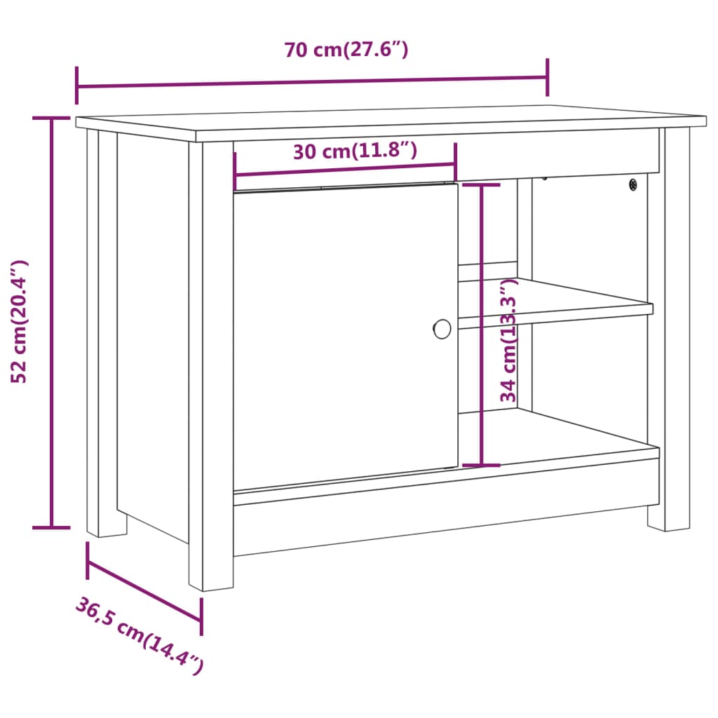 TV-kaappi harmaa 70x36,5x52 cm täysi mänty - Sisustajankoti.fi