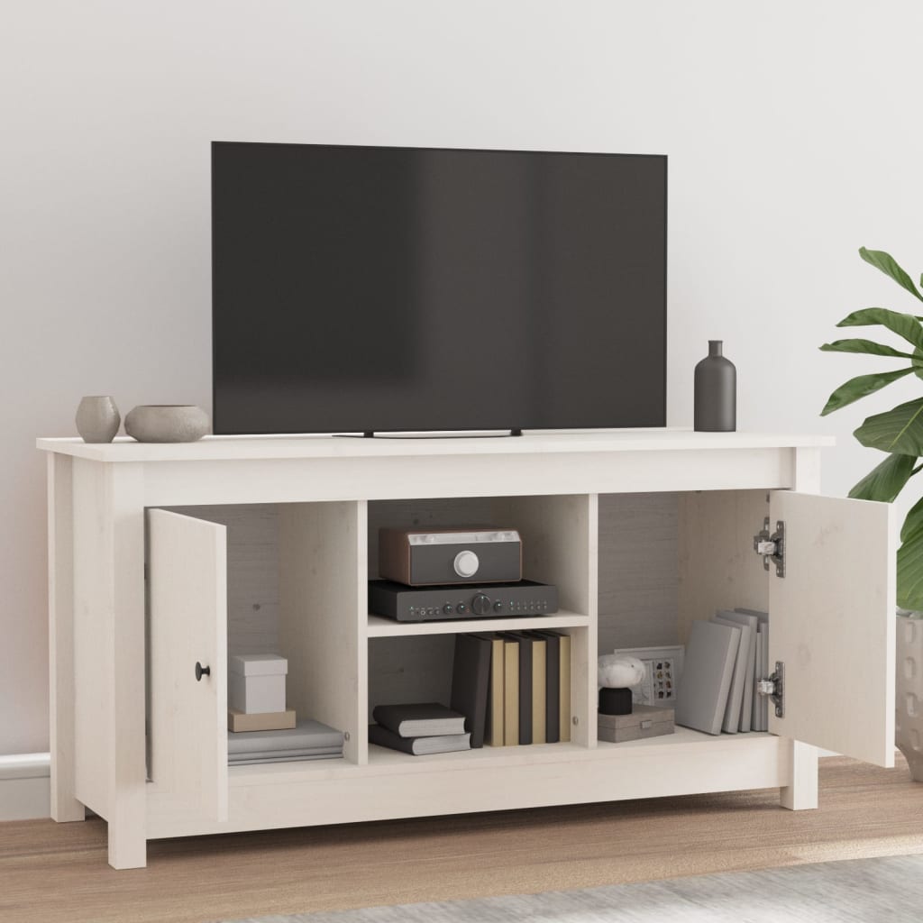 TV-taso valkoinen 103x36,5x52 cm täysi mänty - Sisustajankoti.fi