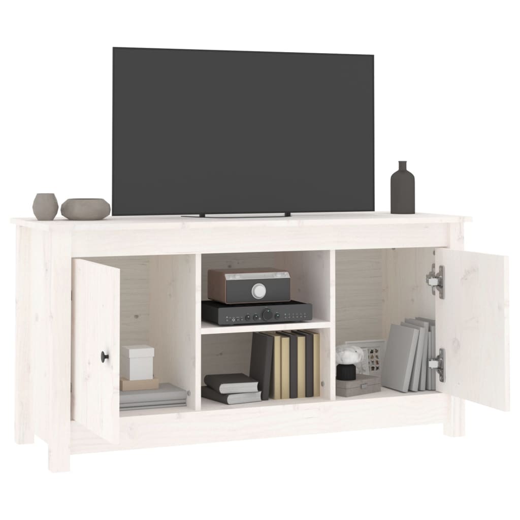 TV-taso valkoinen 103x36,5x52 cm täysi mänty - Sisustajankoti.fi