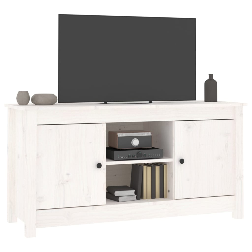 TV-taso valkoinen 103x36,5x52 cm täysi mänty - Sisustajankoti.fi