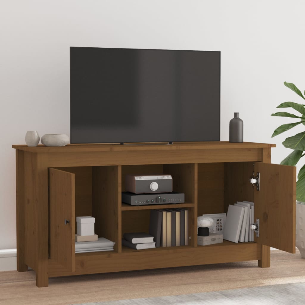 TV-taso hunajanruskea 103x36,5x52 cm täysi mänty - Sisustajankoti.fi