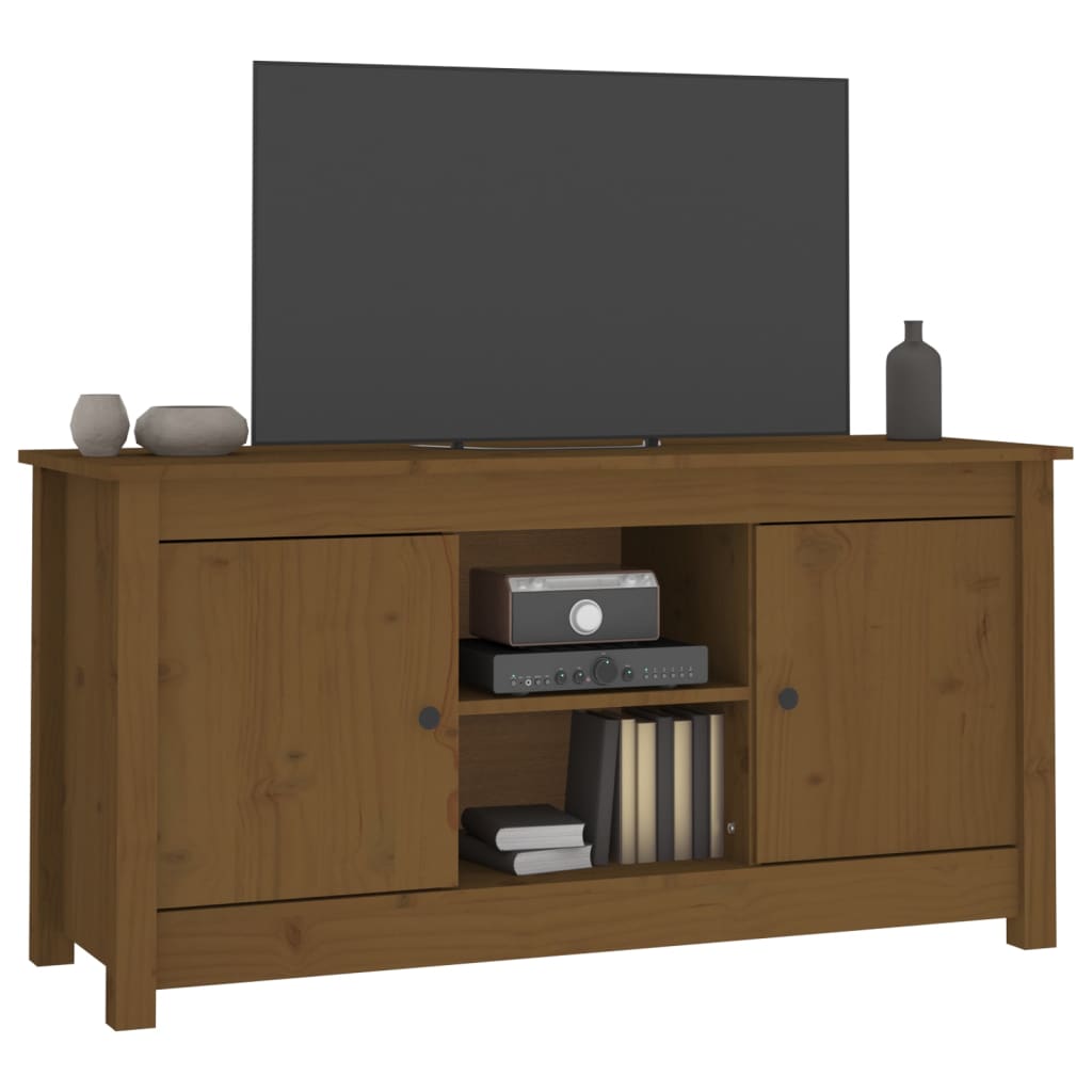 TV-taso hunajanruskea 103x36,5x52 cm täysi mänty - Sisustajankoti.fi