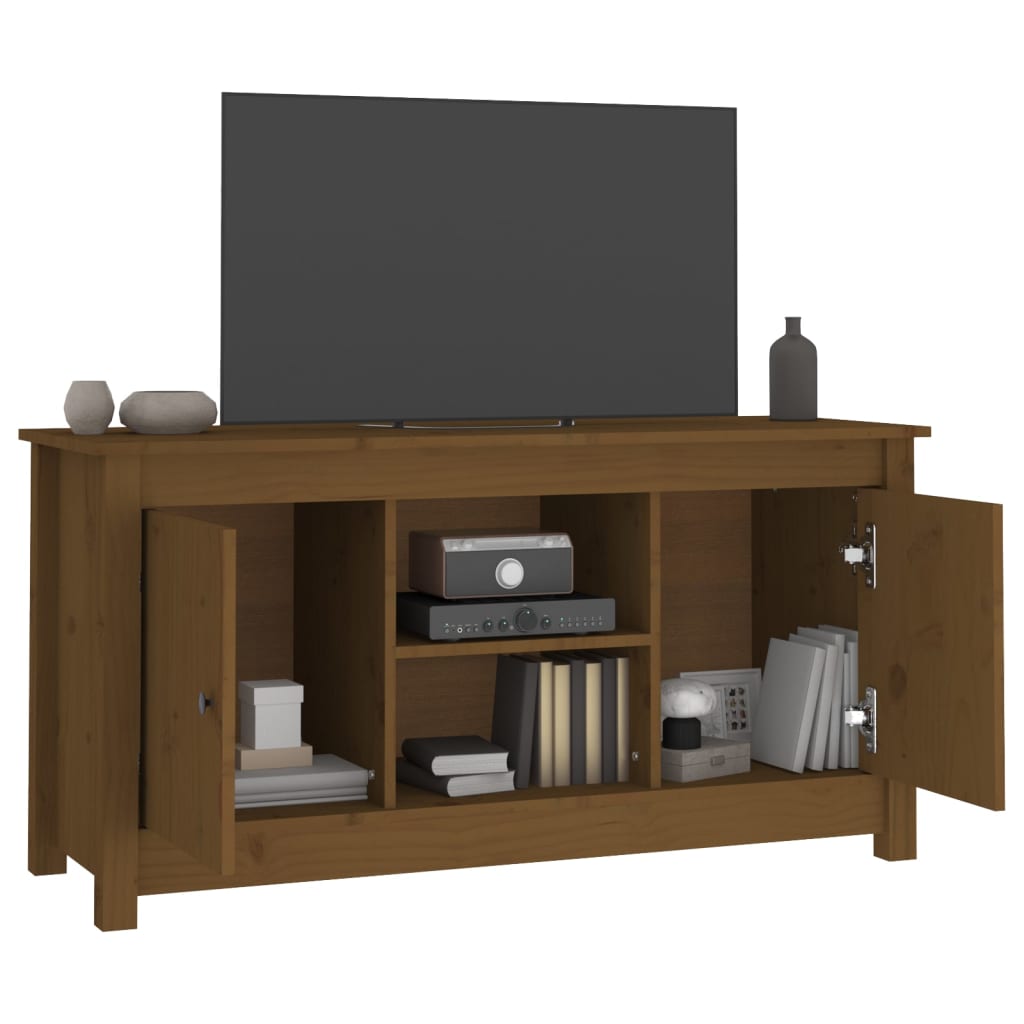 TV-taso hunajanruskea 103x36,5x52 cm täysi mänty - Sisustajankoti.fi