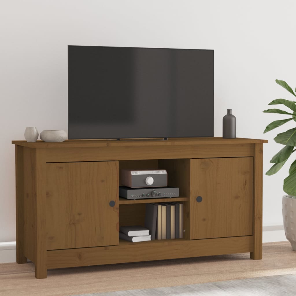TV-taso hunajanruskea 103x36,5x52 cm täysi mänty - Sisustajankoti.fi