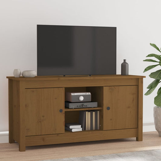 TV-taso hunajanruskea 103x36,5x52 cm täysi mänty - Sisustajankoti.fi