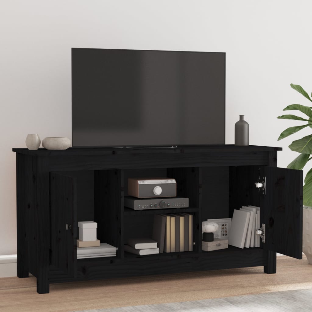 TV-taso musta 103x36,5x52 cm täysi mänty - Sisustajankoti.fi