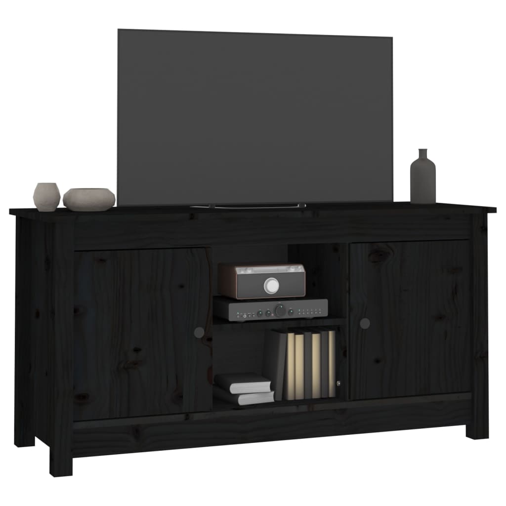 TV-taso musta 103x36,5x52 cm täysi mänty - Sisustajankoti.fi